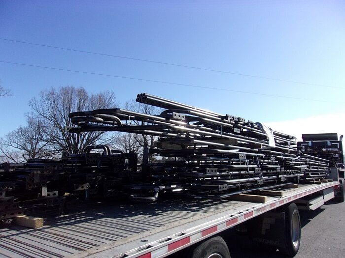 metal panels on the back of a semi truck