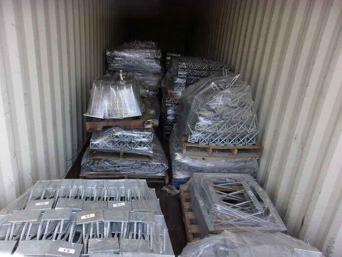 packaged metal in trailer